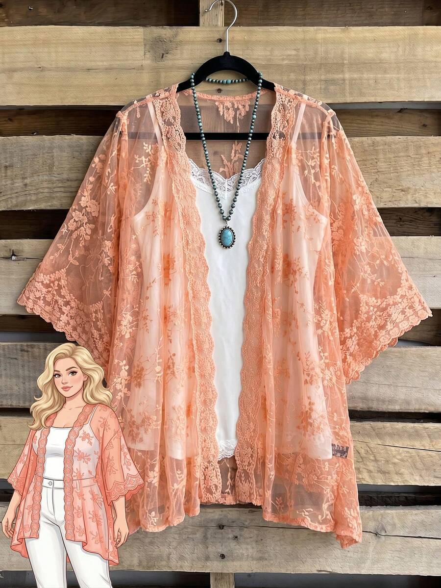 Rusticease Plus Size Women Lace Casual Elegant Versatile Daily Wear — free download