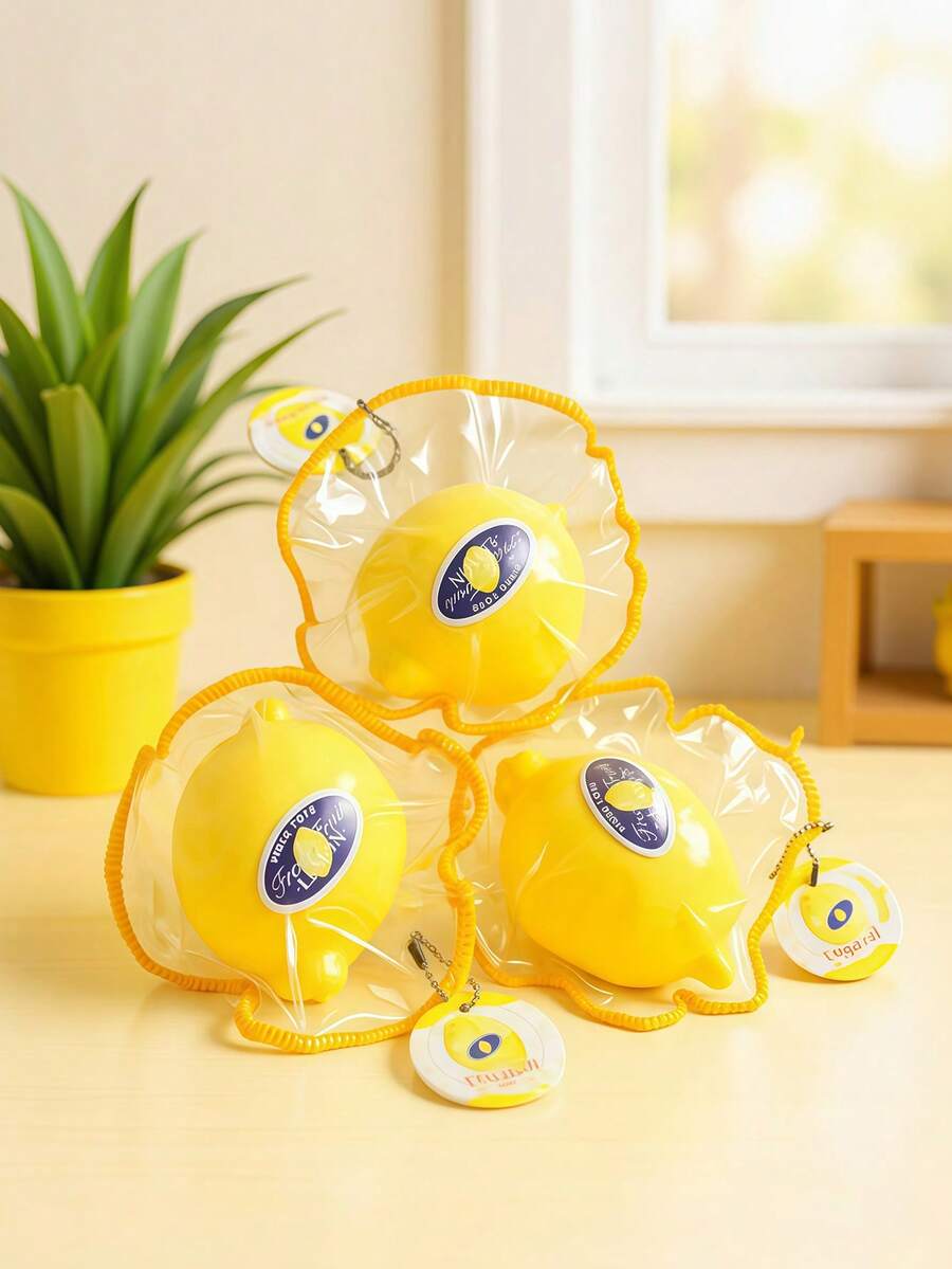 MINKOJA 1 件趣味柠檬榨汁感官玩具 – 新鲜农产品包装风格 – 美观的纹理水果伴侣 – 充满温情的减压礼物 - 彩色 - 查看 1