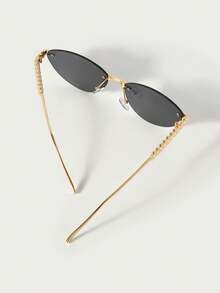 Glisma 1 Pair Unisex Cat Eye Minimalist Small Frame Fashionable Sunglasses, Suitable For Sports, Travel, Driving, Beach, Festivals, Vacations, Street, Fishing, Outdoor Activities. A Street Fashion Accessory, As Well As A College Style Choice For Summer Beach Vacations, Outdoor Trips, And Back To School Season. - Gold Ash - View 8