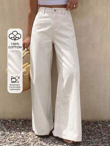 Dazy Tall Women's Regular Waist Loose Straight Leg Casual Vacation Style Jeans, Tall Women - White - View 1