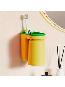 Joivida 1 chiếc hộp đựng đồ dùng nhà tắm sang trọng gắn tường, không cần khoan lỗ, dùng để đựng bàn chải đánh răng, nước súc miệng, kem đánh răng, trang sức, dao cạo râu, bộ dụng cụ chăm sóc răng miệng cho cặp đôi. - Giá đỡ cốc súc miệng - Xem 8