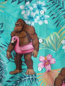 Camisa de manga corta con patrón de vacaciones lindo para niño preadolescente, adecuada para playa, viajes, escuela, campus, universidad - Multicolor - Ver 7