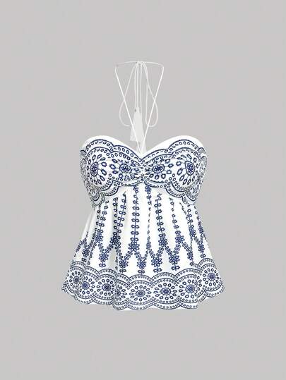 SHEIN MOD Áo hai dây kiểu Boho in họa tiết toàn thân