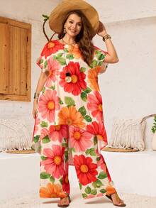 EMERY ROSE Bộ đồ 2 món dành cho nữ cỡ lớn: Áo và quần in họa tiết hoa. - Nhiều màu - Xem 6