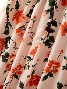GlowEve Women's Elegant Floral Print V-Neck Ruffle Sleeve Maxi Dress, Vacation Style, Spring/Summer - Multicolor - View 4