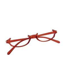 Joivida 1Pc Japanese Style Half-Rimless Oval Eyeglasses, No-Lens Decorative Glasses For Cosplay, Multiple Colors Available (Red, Green, Tea), Anime & Y2K - Multicolor - View 5