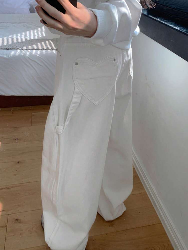 Women's Fashion Versatile Zipper Pocket Loose Denim Jeans