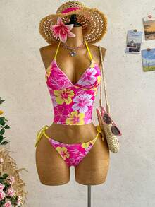 Soleia Women's Floral Print Swimwear Set For Beach Vacation - Multicolor - View 6