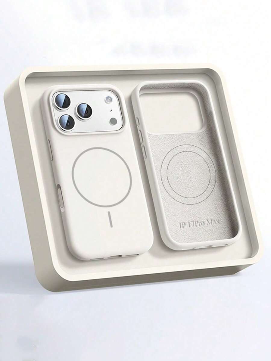 Étui de téléphone en silicone souple magnétique de luxe, compatible avec iPhone 17 Pro Max/17/16/15/14/13/12/11 Pro Max Plus, prend en charge la charge sans fil magnétique, étui de protection antichoc. - Blanc - Voir 1