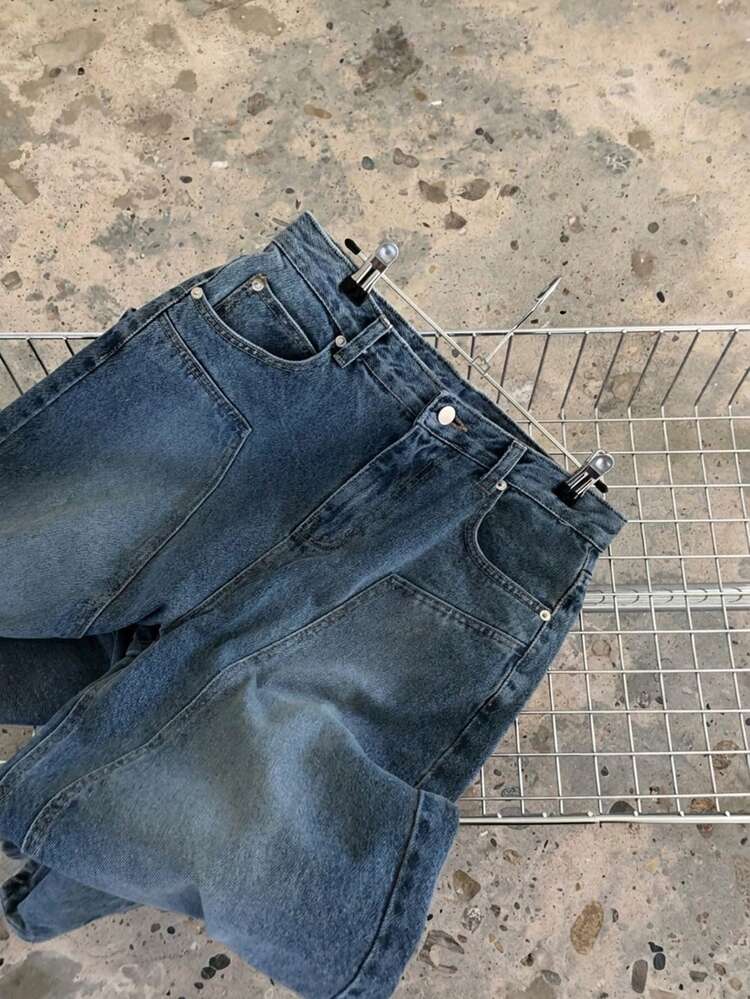 Women's Casual Washed Wide-Leg Jeans