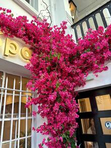 1 Stem Artificial Bougainvillea, 3.93ft Long Stem Silk Bougainvillea, Single Faux Bougainvillea Branch, Perfect For Wedding Centerpieces, Home & Garden, Arch And Wall Decoration, Hanging Flower Baskets For Dining Table, Living Room, Front Door, Wall Mounted Flower Pot Decor - Multicolor - View 1