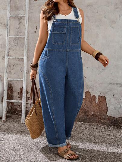 EMERY ROSE Mature Denim סרבל ג'ינס רב-תכליתי לנשים במידות גדולות
