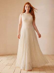 MOTF PREMIUM PLUS SIZE WOMEN RHINESTONE EMBELLISHED KNIT DRESS - Apricot - View 4