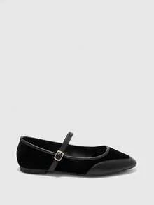 CUCCOO BIZCHIC Sepatu Flat Wanita Musim Semi dengan Gesper Sederhana dan Elegan, Modis, Serbaguna, untuk Santai, Kerja, dan Perjalanan. - tinta hitam - View 7
