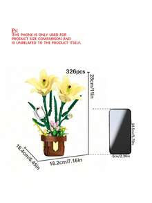 Orchid Potted Flower Building Block Model Puzzle Set, Home Decor, Stress Relief, Enjoy Peaceful Assembly Time, Holiday/Birthday Gift, Suitable For Gifting - Multicolor - View 3