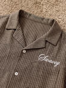 SWAVVY Men's Casual Daily Plaid Patchwork 2 In 1 Front Button Long Sleeve Shirt - Brown - View 4