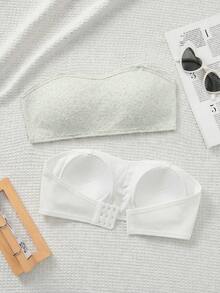 SHEIN Girlism 2件套少女简约舒适加厚柔软亲肤吊带文胸套装 - 彩色 - 查看 2