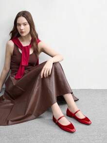 CUCCOO BIZCHIC 简约大方时尚百搭休闲通勤女式平底鞋 - 大紅 - 查看 9