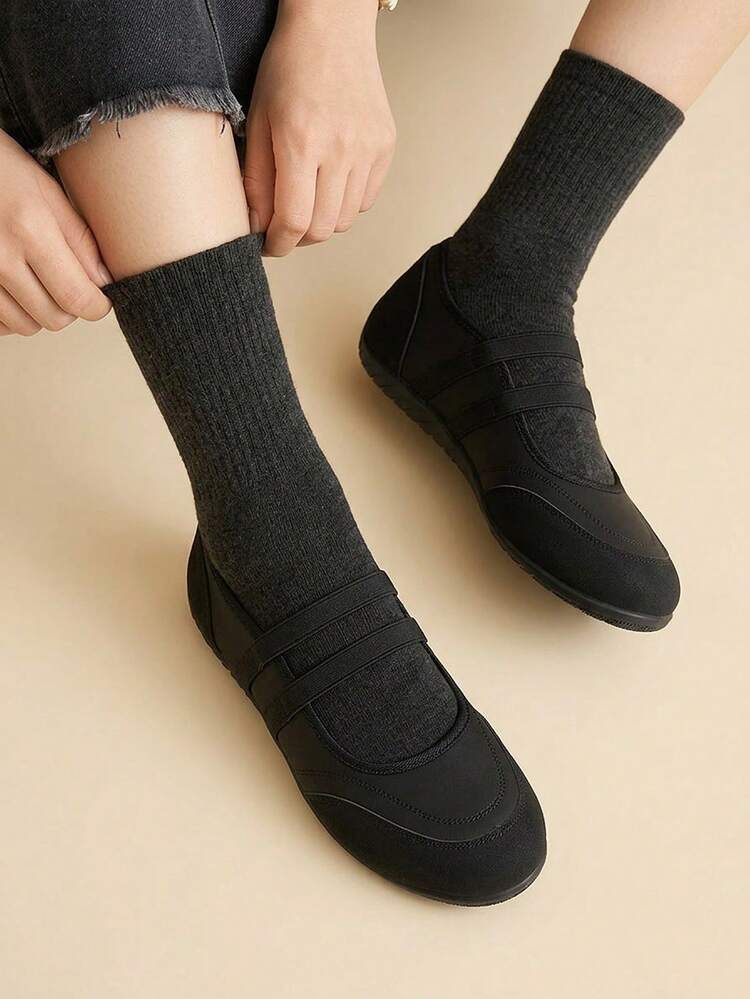 CUCCOO EASI Women's Shoes Spring Fashion Simple And Comfortable Round Toe Flat Bottom Versatile Casual Shoes - Black - View 3