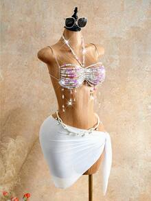 Mistrie Áo tank top hai dây mùa hè cho nữ, áo camisole gợi cảm cho kỳ nghỉ biển đảo cho nữ. - Màu tím hoa cà - Xem 4