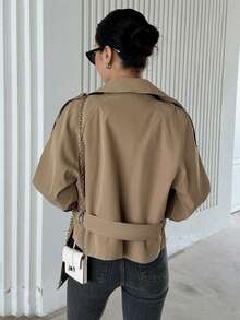 DAZY Raglan Sleeve Buckle Belted Trench Coat,Fall Clothes Women Jacket - Camel - View 6