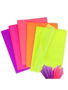 50 hojas de papel de seda fluorescente brillante, 20" X 14", colores brillantes para envolver regalos, manualidades y decoraciones de fiesta - Multicolor - Ver 2
