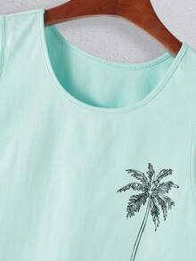 Manfinity RSRT Men's Coconut Tree Print Crew Neck Top And Shorts Casual Daily Outfit, Holiday - Multicolor - View 4