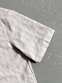 StoneGrade Camisa de manga corta con textura de burbujas, corta y holgada, de chifón para hombres - Albaricoque - Ver 4