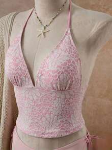 Swim Mod Bộ đồ bơi tankini đặc biệt dành cho kỳ nghỉ hè/xuân 26SS, chất liệu vải hoa phối màu tương phản, thích hợp cho kỳ nghỉ biển. - Hồng - Xem 5