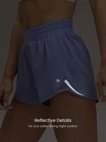 GLOWMODE 2.5" VitalSwift Ultralight Sweat-Wicking Mid-Rise Waist Adjustable Waist Reflective Running Shorts With Built-In Underwear Zip Pocket Workout Running - Violet Purple - View 3
