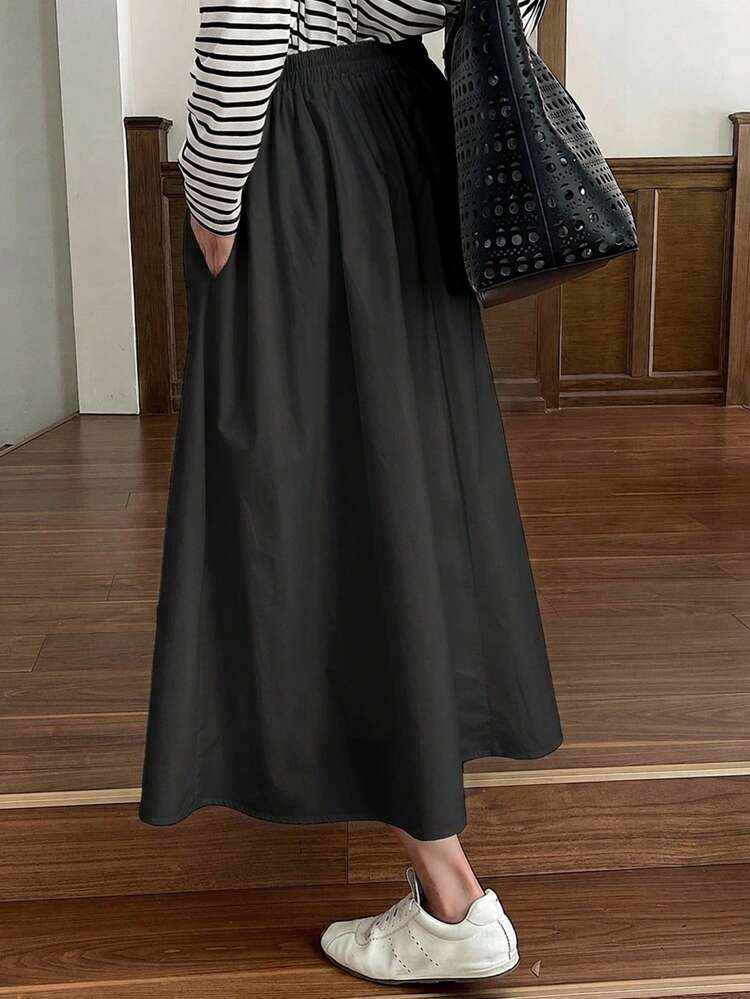 Loose Fit Solid Color Skirt, Summer
