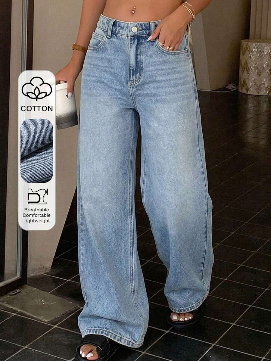Dazy Tall Women's Tall Loose Street Style Straight Leg Jeans - Baby Blue - View 1