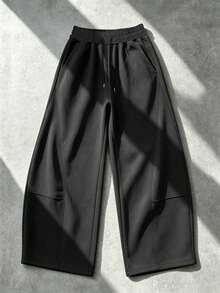 Major Grit Men's Solid Color Drawstring Waist Pocket Loose Fit Casual Sweatpants - Dark Grey - View 3
