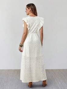 Wildy Đầm xẻ tà phong cách BOHO, kiểu dáng thường ngày, thích hợp cho lễ hội nhạc đồng quê, chất liệu vải dệt họa tiết, thích hợp cho nữ mùa hè. - Màu be - Xem 5