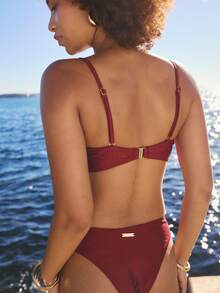Aralina SHINE SHELL U DETAIL BANDEAU BIKINI SET - Burgundy - View 2