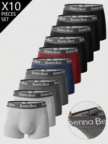 Manfinity Underwear&Sleepwear Basics 10条装 男士舒适简约字母印花平角内裤 - 彩色 - 查看 1
