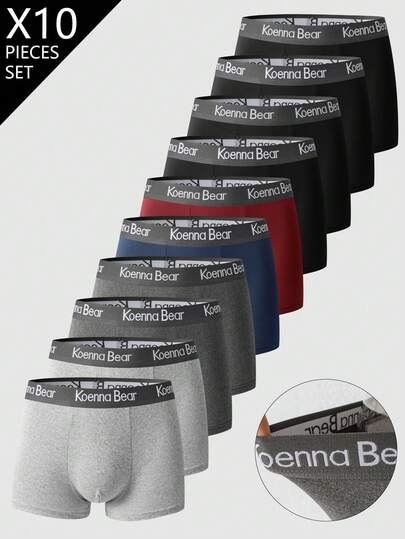 Manfinity Underwear&Sleepwear Basics 10条装 男士舒适简约字母印花平角内裤