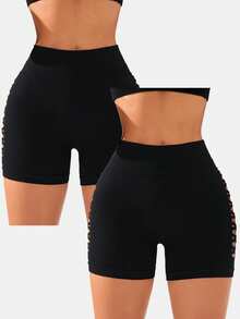 Velisys Velisys 2 piezas/Set Pantalones cortos deportivos perforados - Negro - Ver 3