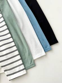 SHEIN Bộ 5 quần dài in sọc và sao cho bé trai, kiểu dáng thoải mái, thích hợp mặc ở nhà. - Nhiều màu - Xem 6