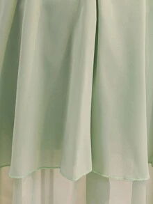 Vestido ajustado de gasa verde elegante con mangas con volantes para niñas, adecuado para fiestas de noche, Navidad, Halloween, bodas, bailes de graduación, vacaciones y otras ocasiones - Verde - Ver 7