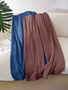 CosyJoli Pantalones rectos básicos de gasa texturizada de talla grande - Multicolor - Ver 2