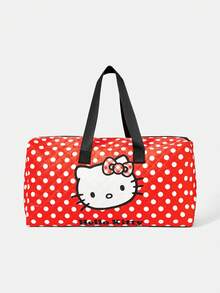 HELLO KITTY AND FRIENDS | SHEIN 可爱卡通图案红色波点印花大容量可折叠旅行包 - 紅色 - 查看 1