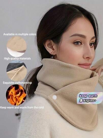 A Multi-Functional Solid-Colored Warm-Colored Scarf, Suitable For Ladies In Autumn And Winter. A Soft And Comfortable Outdoor Travel Scarf With Windproof Function, With A Small Neck Wrap Style, Suitable For Men In Autumn And Winter. A Windproof And Warm Outdoor Cycling Plush Scarf That Covers The Neck And Shoulders
