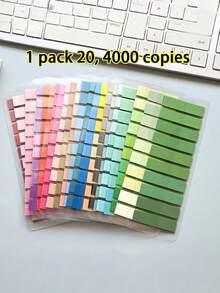4000 etiquetas índice, 200 hojas, 1 paquete, 20 diseños, pestañas autoadhesivas, marcadores de página, blocs de notas para escuela, oficina, suministros escolares, estudiantes, profesores - Multicolor - Ver 7