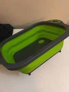 1 Juego de tabla de cortar plegable - Tabla de cortar plegable apta para lavavajillas, tazón de preparación con colador incorporado para frutas y verduras y base antideslizante - Rejilla para fregadero de cocina de 8.5 cuartos - Diseño ahorra espacio, adecuado para autocaravanas, apartamentos y viajes de camping - Verde - Ver 3