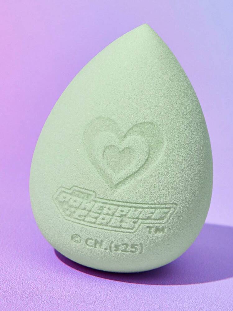 FanGlow THE POWERPUFF GIRLS X SHEIN 1pc Multi-Color Cartoon Buttercup & Heart Pattern Makeup Sponge - Green - View 5