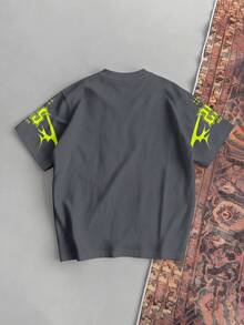 Aesthetic Post T-shirt à manches courtes décontracté et à la mode pour hommes, imprimé de lettres et de couleurs contrastées, idéal pour les déplacements quotidiens en été - Multicolore - Voir 2