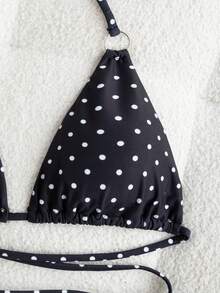 Swim SXY Đồ bơi bikini nữ họa tiết chấm bi, cổ yếm, cúp tam giác, cạp thấp - Nhiều màu - Xem 3
