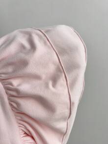 Flirla Top dulce sin tirantes con fruncido y línea A con ribete de encaje para mujeres, primavera/verano - Rosa - Ver 6