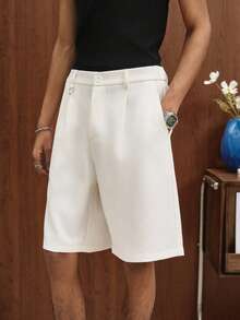 PAVTROS Men's White Casual Shorts, Fashionable Versatile Minimalist Design, Holiday - White - View 6